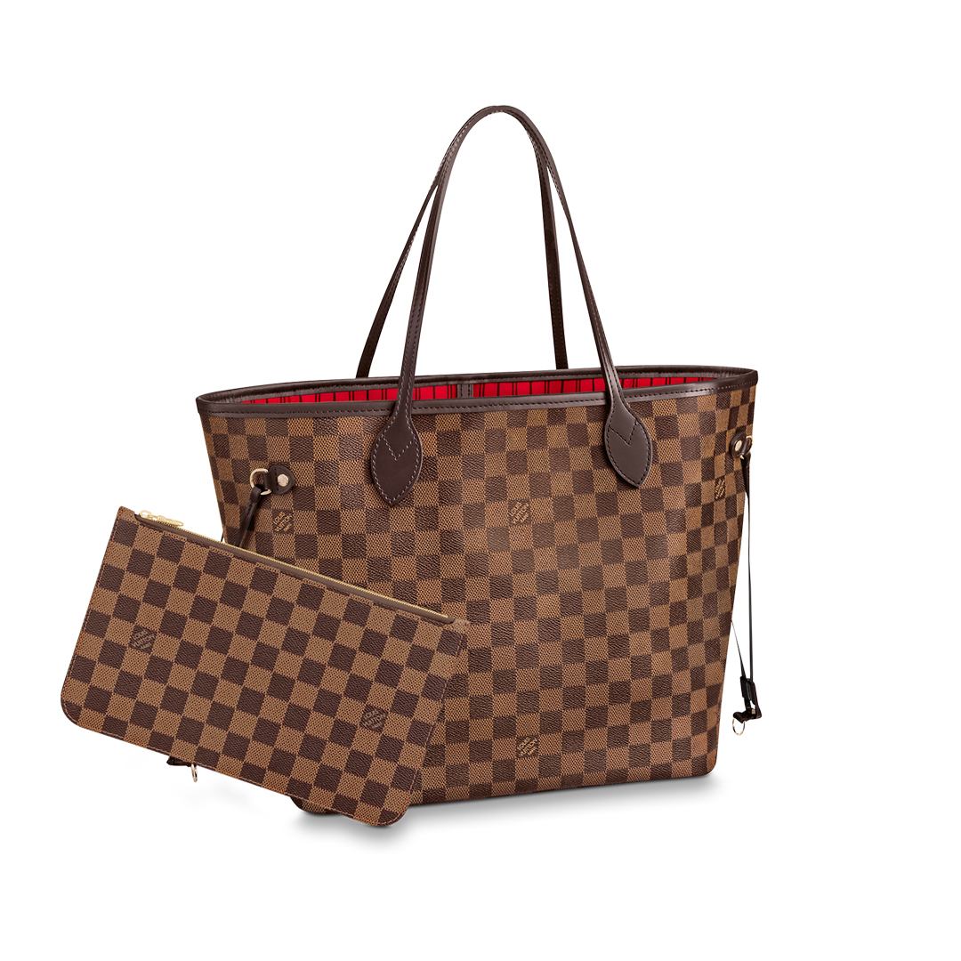 Louis Vuitton NEVERFULL MM Damier Azur Handbag N41358 Cherry